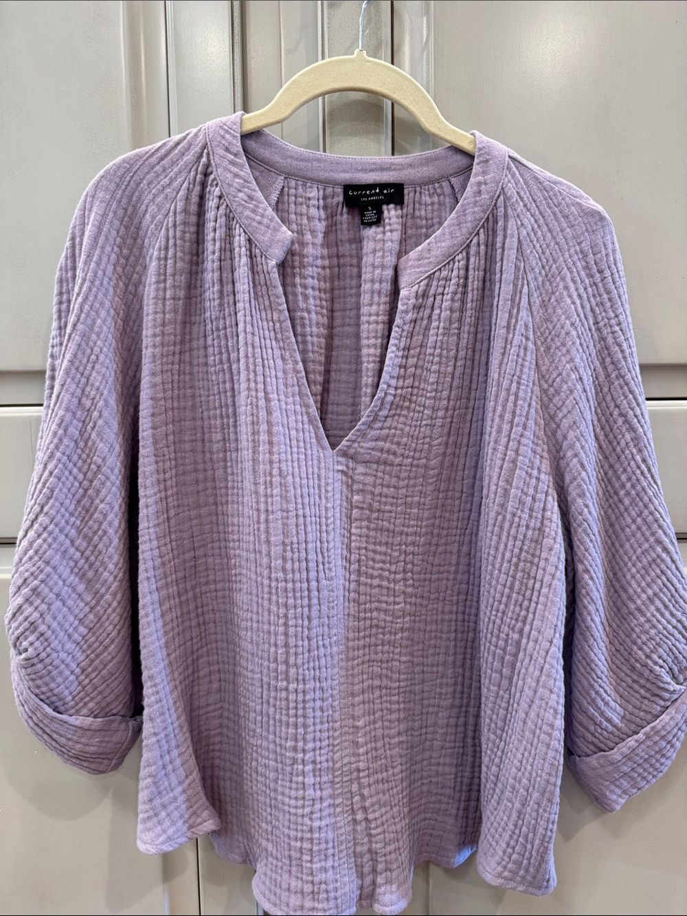 Current Air Lavender Cotton Gauze Blouse